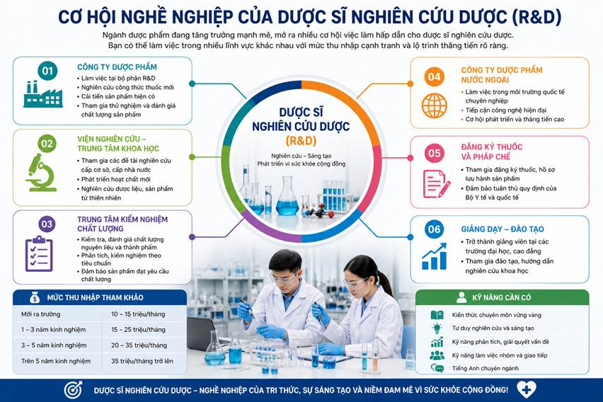 Dược sĩ nghiên cứu dược là gì? Công việc, vai trò và cơ hội nghề nghiệp